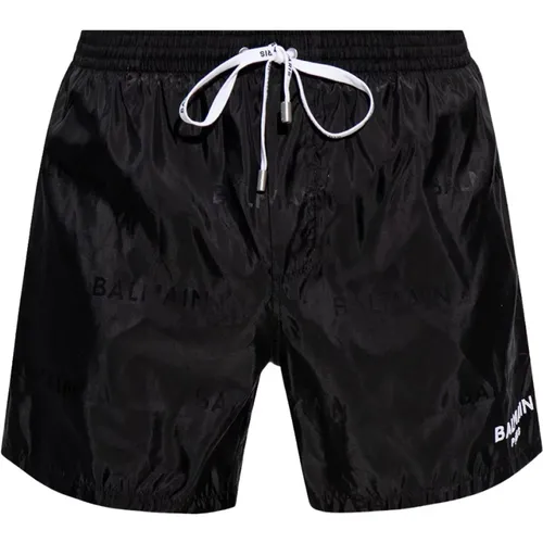 Swimming shorts with logo , male, Sizes: S - Balmain - Modalova