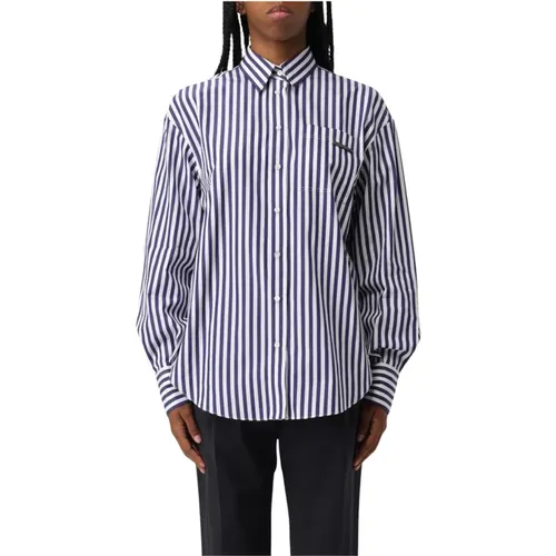 Shirts, female, , Size: M Striped Long Sleeve Shirt with Classic Collar - BRUNELLO CUCINELLI - Modalova