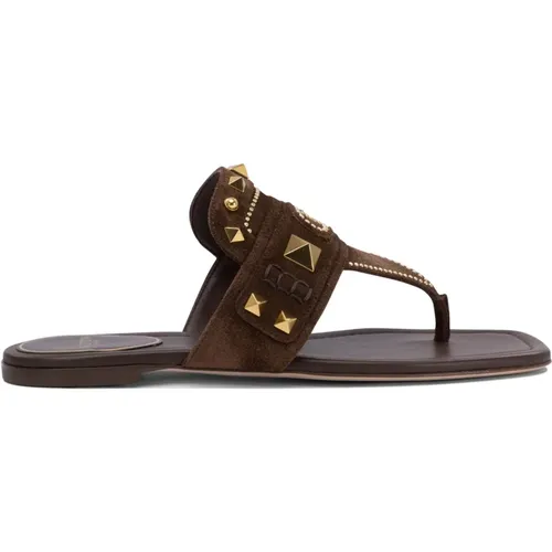 Flip Flops, female, , Size: 8 US Sandals with Stud Detailing - Valentino Garavani - Modalova