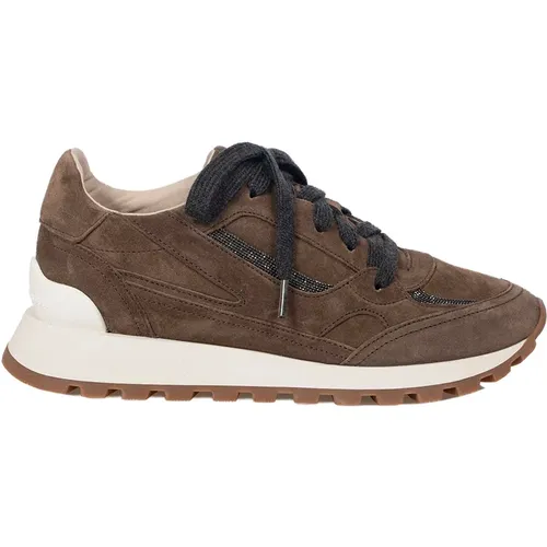 Nabuk and Monile Running Sneakers , female, Sizes: 3 1/2 UK, 5 UK - BRUNELLO CUCINELLI - Modalova