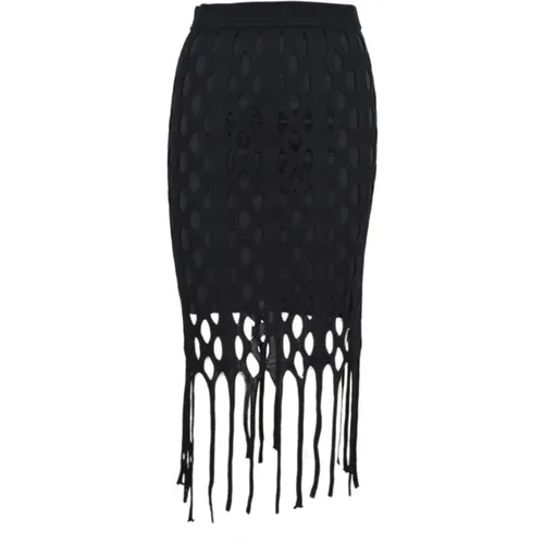 Pirate Net Skirt with Fringes , female, Sizes: XS - pinko - Modalova