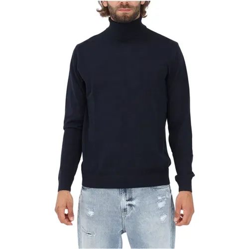 Blauer Herrenpullover mit Rippbündchen , Herren, Größe: 2XL - Selected Homme - Modalova