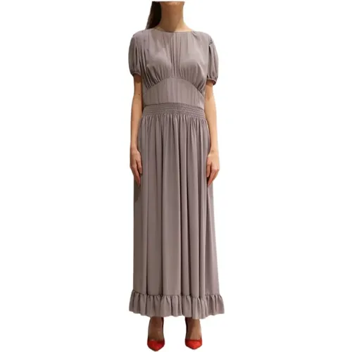 Midi Graues Kleid mit Kurzen Ärmeln - RED Valentino - Modalova