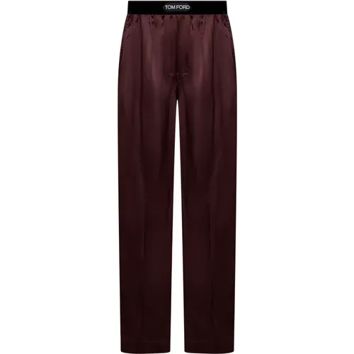 Straight Trousers, male, , Size: M Luxurious Silk Satin Trousers - Tom Ford - Modalova