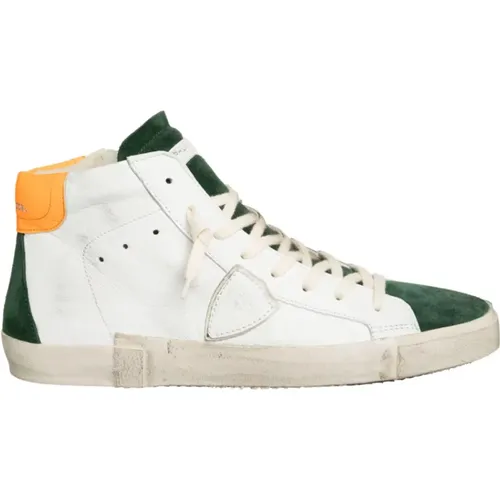 Green High Top Sneakers , male, Sizes: 8 UK - Philippe Model - Modalova