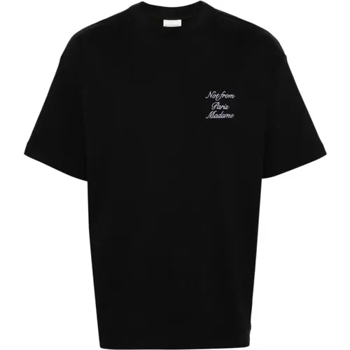 Besticktes Cursive Baumwoll T-Shirt , Herren, Größe: S - Drole de Monsieur - Modalova