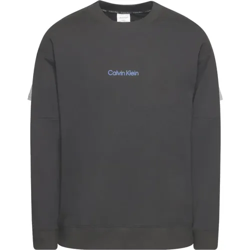 Basic Sweatshirt - Grau Rundhals Langarm , Herren, Größe: M - Calvin Klein - Modalova