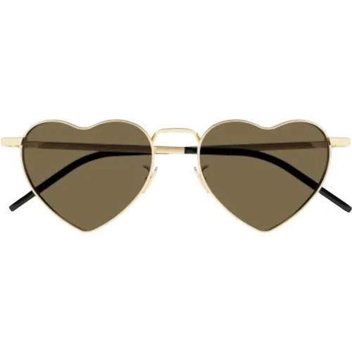Gold Brown Geometric Sunglasses , female, Sizes: 52 MM - Saint Laurent - Modalova