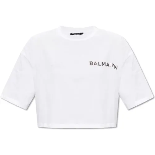 Cropped T-shirt , female, Sizes: M - Balmain - Modalova