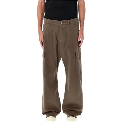 Wide Trousers, male, , Size: M Cargo Trousers Wide-Leg Cotton Pants - Rick Owens - Modalova