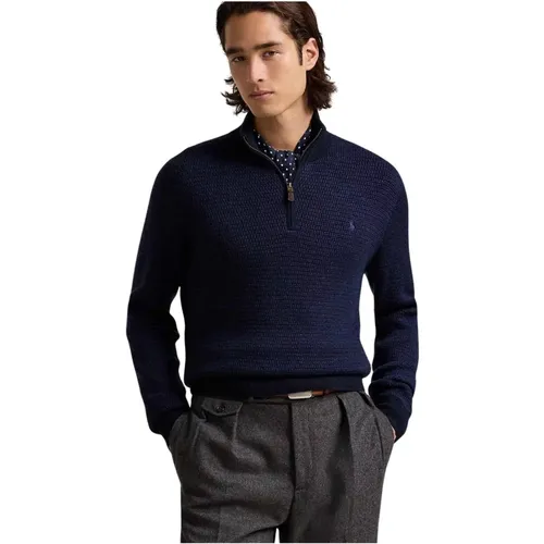 Turtlenecks, male, , Size: 2XL Washable Wool Quarter-Zip Sweater - Ralph Lauren - Modalova