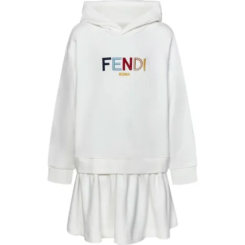 Kinder Kapuze Rüschen Saum Pullover , Damen, Größe: 116 CM - Fendi - Modalova