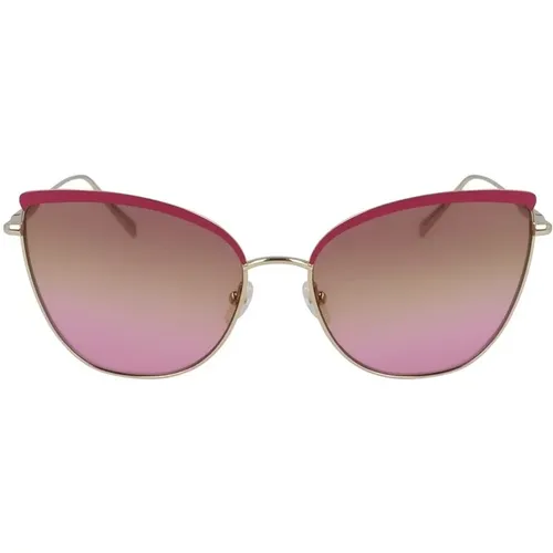 Sunglasses, female, , Size: ONE SIZE Golden Metal Sunglasses Pink Gradient - Longchamp - Modalova