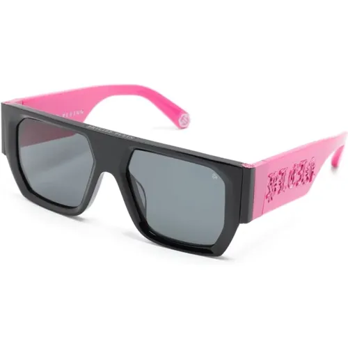 Schwarze Sonnenbrille mit Original-Etui,Stylische Sonnenbrille SPP094M,Sunglasses - Philipp Plein - Modalova