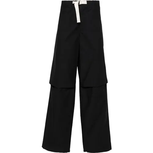 Wide Trousers, male, , Size: L Midnight Cotton Poplin Pants - Jil Sander - Modalova