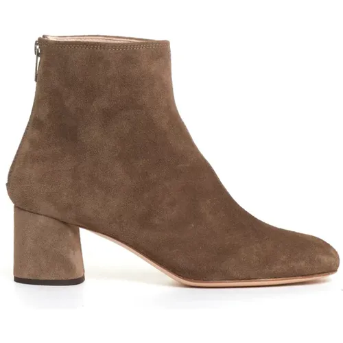 Stilvolle Taupe Wildleder Stiefeletten , Damen, Größe: 39 EU - AGL - Modalova