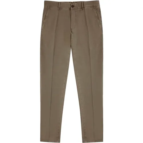 Straight Trousers, male, , Size: W32 Walnut Bicolor Twill Chino Pants - Incotex - Modalova