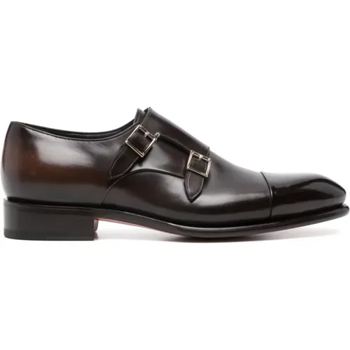 Braune Monk Strap Ledersandalen - Santoni - Modalova