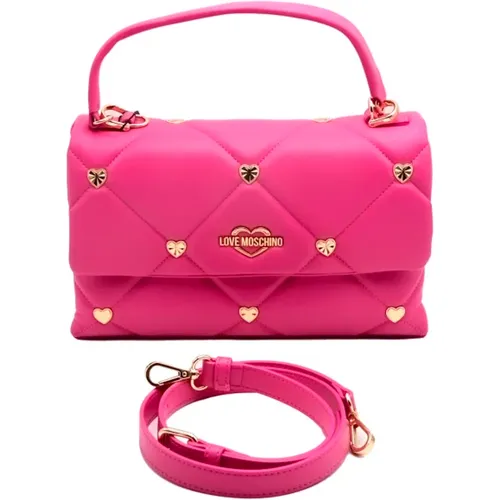 Fuchsia Handbag with Adjustable Detachable Strap , female, Sizes: ONE SIZE - Love Moschino - Modalova