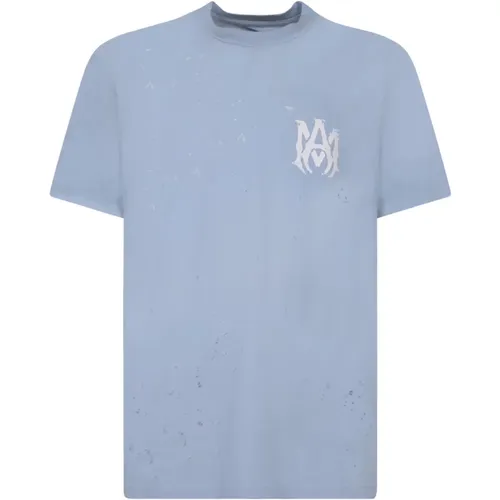 Blauer Baumwoll-T-Shirt mit Logo-Druck , Herren, Größe: S - Amiri - Modalova