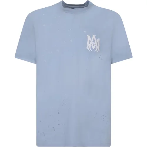 Blauer Baumwoll-T-Shirt mit Logo-Druck - Amiri - Modalova