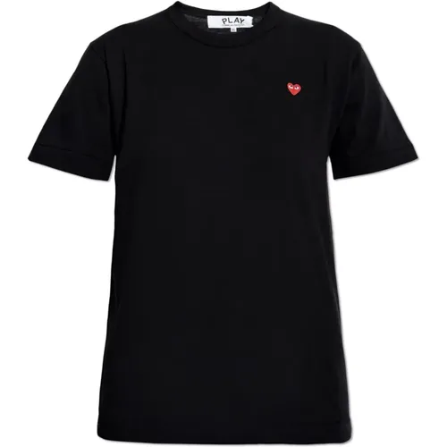 T-Shirt mit Logo-Patch , Damen, Größe: XS - Comme des Garçons Play - Modalova