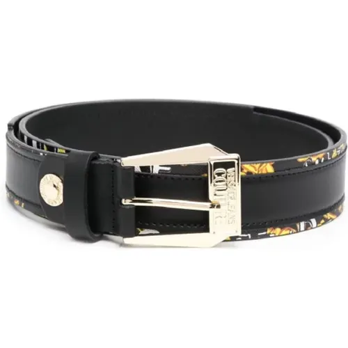 Belts, male, , Size: 95 CM Baroque Print Belt With Logo Buckle 100 - Versace Jeans Couture - Modalova