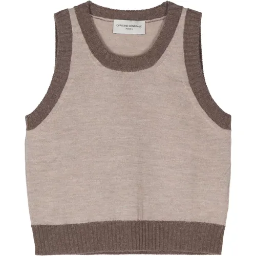 Contrast Ribbed Tank Top , female, Sizes: L - Officine Générale - Modalova