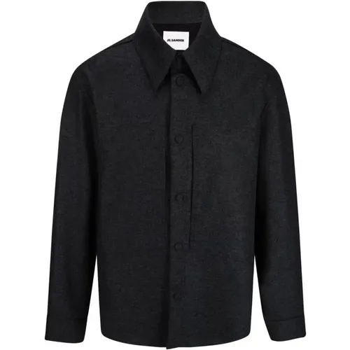 Wool Shirt with Front Placket , male, Sizes: XL, L - Jil Sander - Modalova