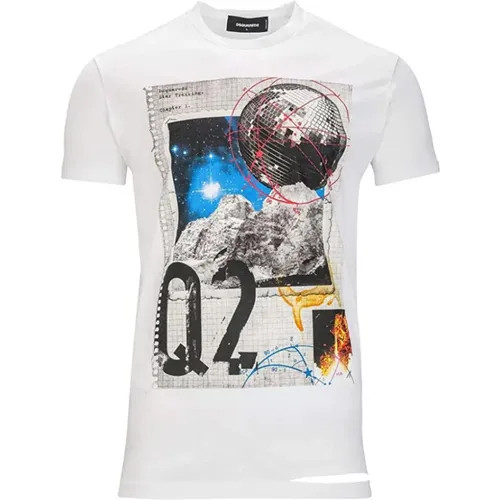 Weißes Baumwoll-T-Shirt, Hergestellt in Italien , Herren, Größe: S - Dsquared2 - Modalova