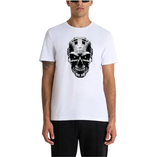 T-Shirts, male, , Size: L Cyberpunk Skull Print T-shirt - Antony Morato - Modalova