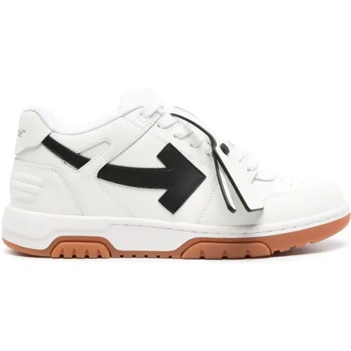 Off , Sneakers, male, , Size: 6 US Leather Arrow Sneakers - Off White - Modalova