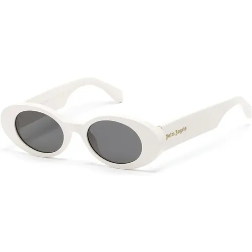 Weiße Sonnenbrille mit Original-Etui , Damen, Größe: 50 MM - Palm Angels - Modalova