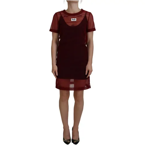 Luxuriöses Maroon Shift Mini Kleid - Dolce & Gabbana - Modalova