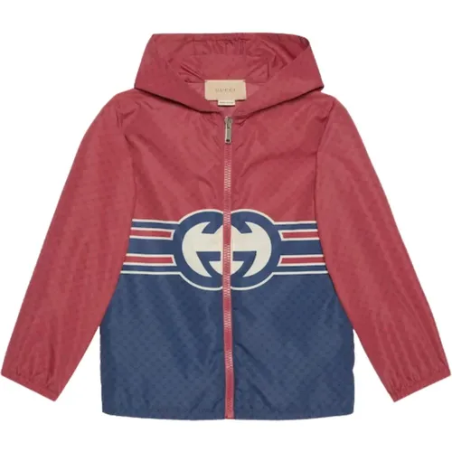 Kinder Leichte Blau/Bordeau Jacke mit Logo - Gucci - Modalova