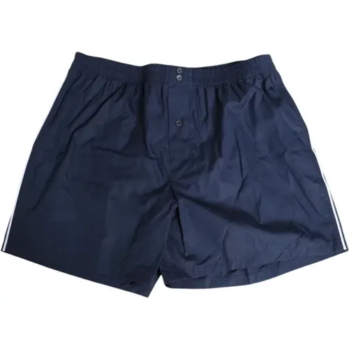 Beachwear, male, , Size: M Navy Cotton Swim Shorts - Dolce & Gabbana - Modalova