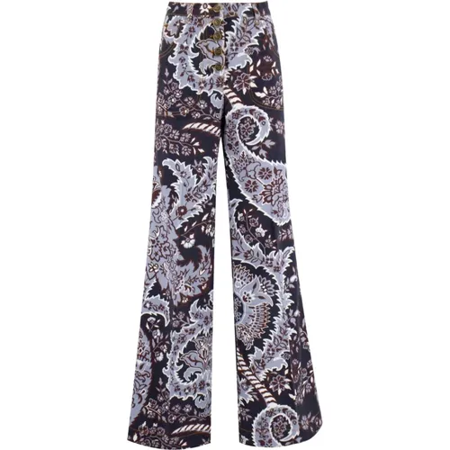 Blumige Ausgestellte Baumwoll-Jacquard-Denim-Jeans - ETRO - Modalova