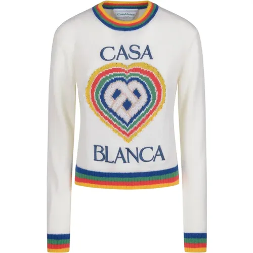Herz-Logo Pullover Weiß Multicolor , Damen, Größe: XS - Casablanca - Modalova