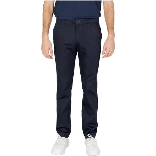 Chinos, male, , Size: W33 Cotton Blend Zip Trousers - Armani Exchange - Modalova