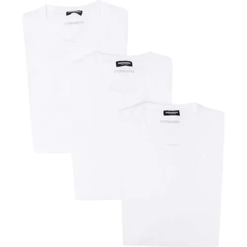 Cotton Stretch T-Shirt Tri-Pack für Herren , Herren, Größe: M - Dsquared2 - Modalova