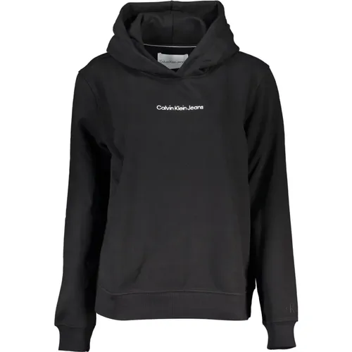 Schwarzer Hoodie mit langen Ärmeln , Damen, Größe: 2XS - Calvin Klein - Modalova