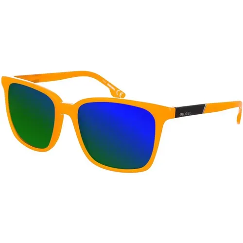 Rechteckige Sonnenbrille mit Dunkelblauen Verspiegelten Gläsern - Diesel - Modalova