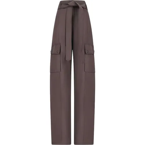 Straight Trousers, female, , Size: XS Dark Cargo Pants with Belt - Andamane - Modalova