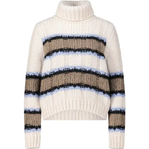 Turtlenecks, female, , Size: S Striped Alpaca Wool Turtleneck Sweater - Marc Cain - Modalova
