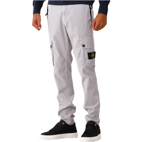 Graue Slim Cargo Hose , Herren, Größe: W38 - Stone Island - Modalova