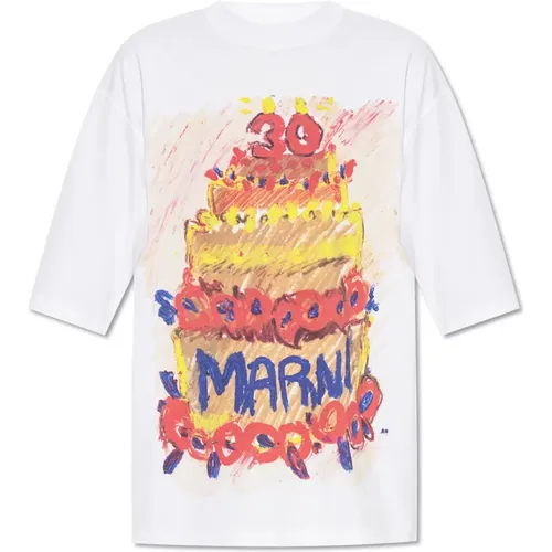 T-Shirt mit Druck , Damen, Größe: S - Marni - Modalova