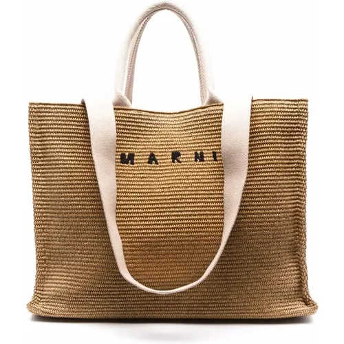 Tote Bags, male, , Size: ONE SIZE Shopper Bag with Embroidered Logo - Marni - Modalova