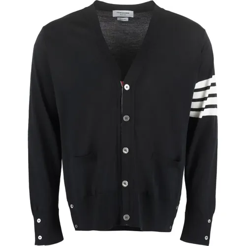 Gestreifter Merinowoll-Cardigan mit Dreifarbigem Detail - Thom Browne - Modalova