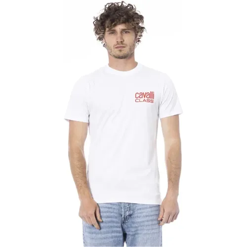 Logo-Druck Rundhals T-Shirt , Herren, Größe: XL - Cavalli Class - Modalova