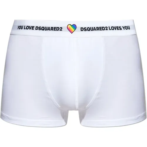 Bottoms, male, , Size: L Boxer Shorts with Logo - Dsquared2 - Modalova